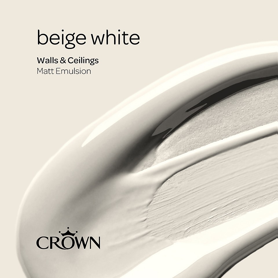 Crown Walls & Ceilings Matt Emulsion Paint Beige White - 5L