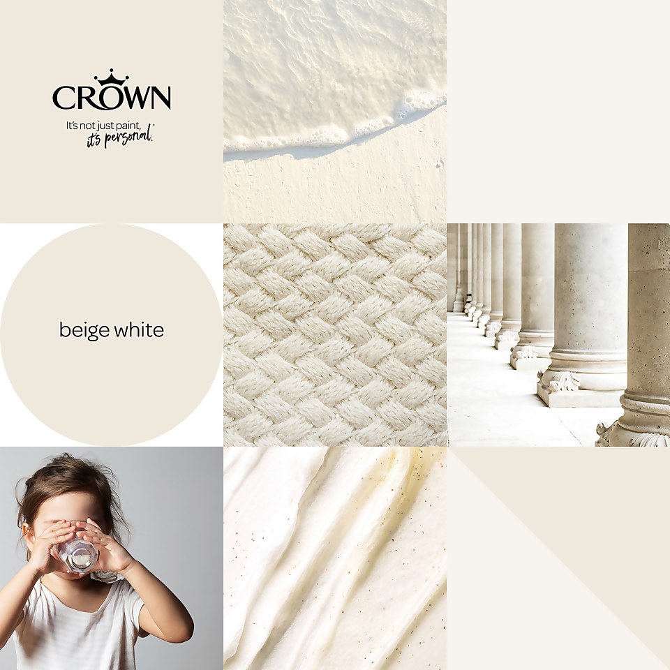 Crown Walls & Ceilings Matt Emulsion Paint Beige White - 5L