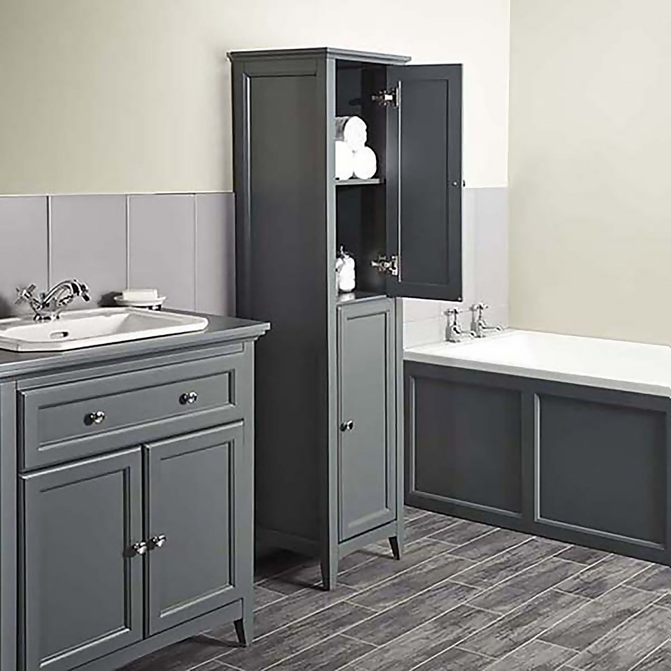 Bathstore Savoy 400mm Tall Floorstanding Cabinet - Charcoal Grey