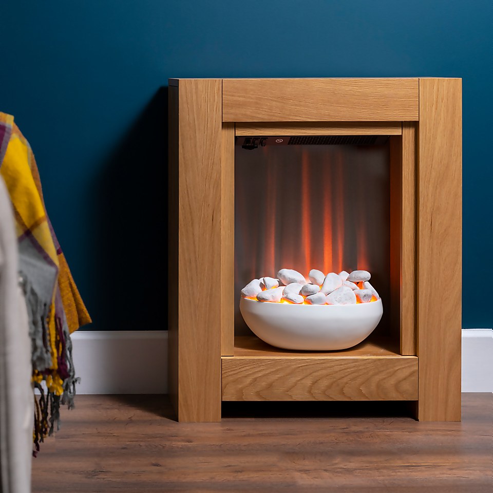 Adam Monet Electric Fire Suite with Flat to Wall Fitting - Oak