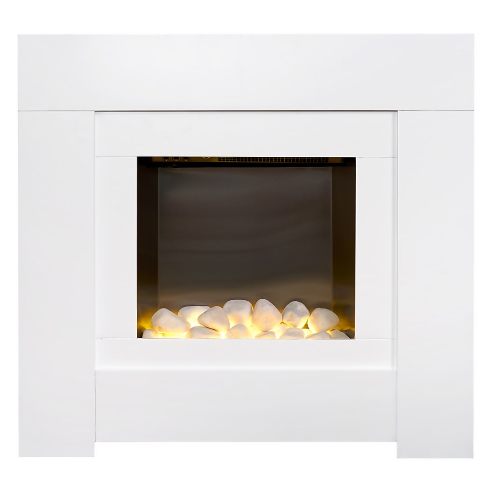 Adam Brooklyn Electric Fire Suite with Flat to Wall Fitting - White
