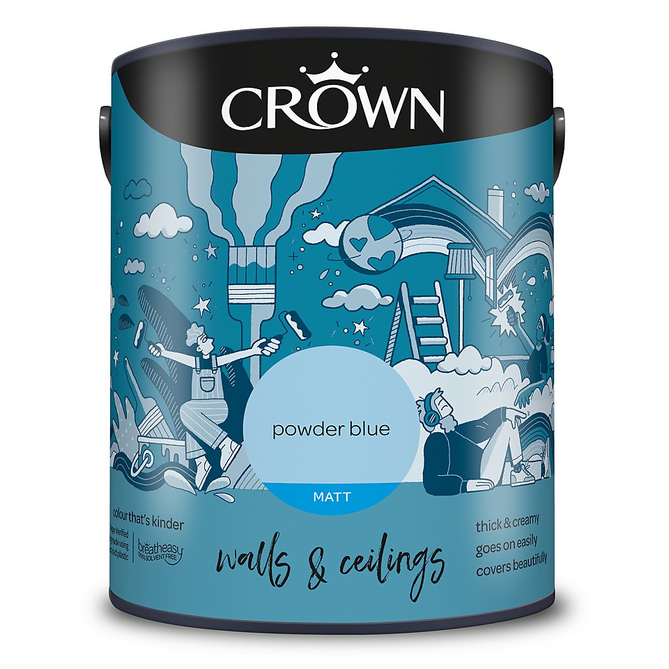 Crown Walls & Ceilings Matt Emulsion Paint Powder Blue - 5L