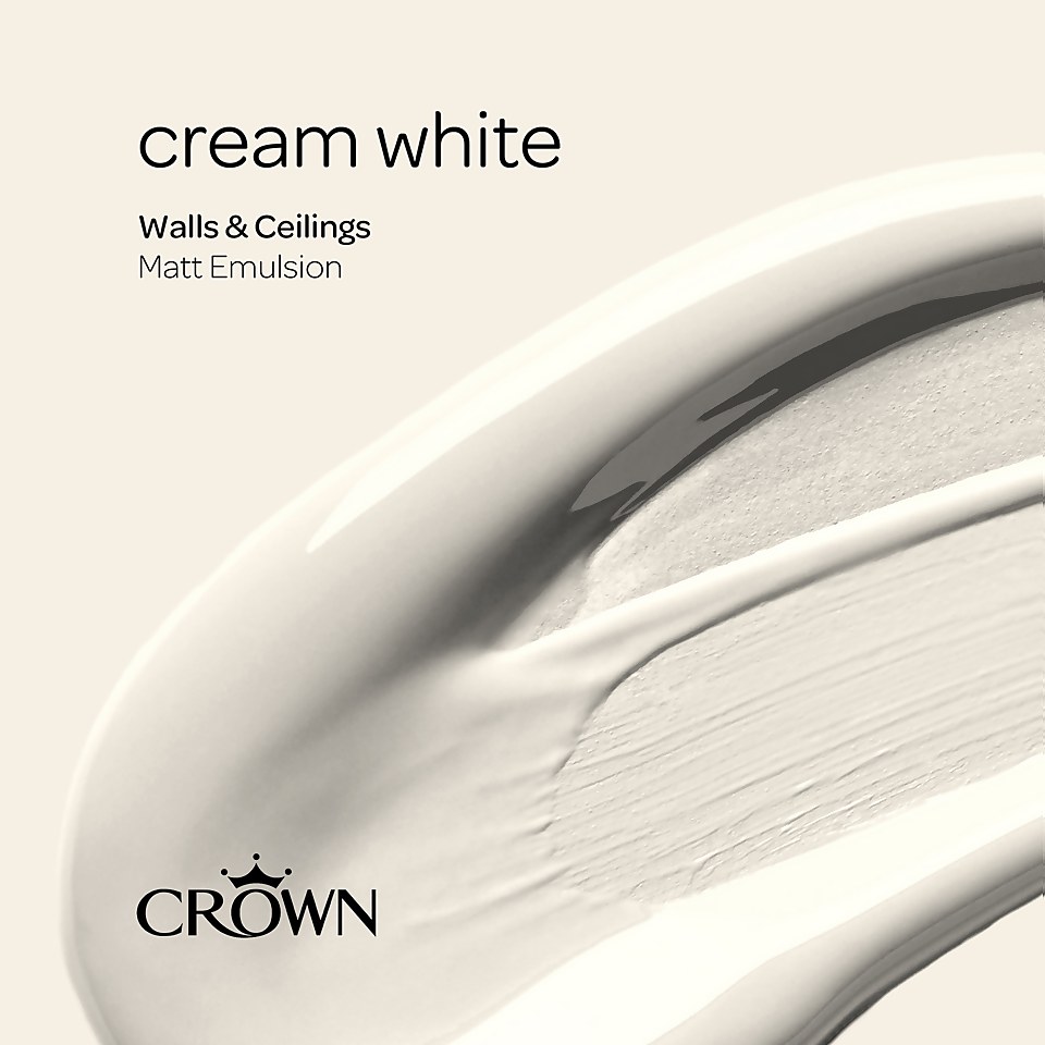 Crown Walls & Ceilings Matt Emulsion Paint Cream White - 5L