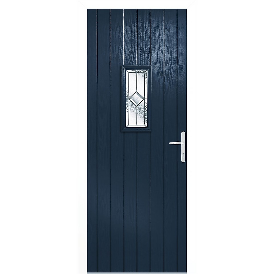 Speedwell - Glazed - Blue - White Frame Exterior Door - Right Hand - 2030 x 890 x 70mm