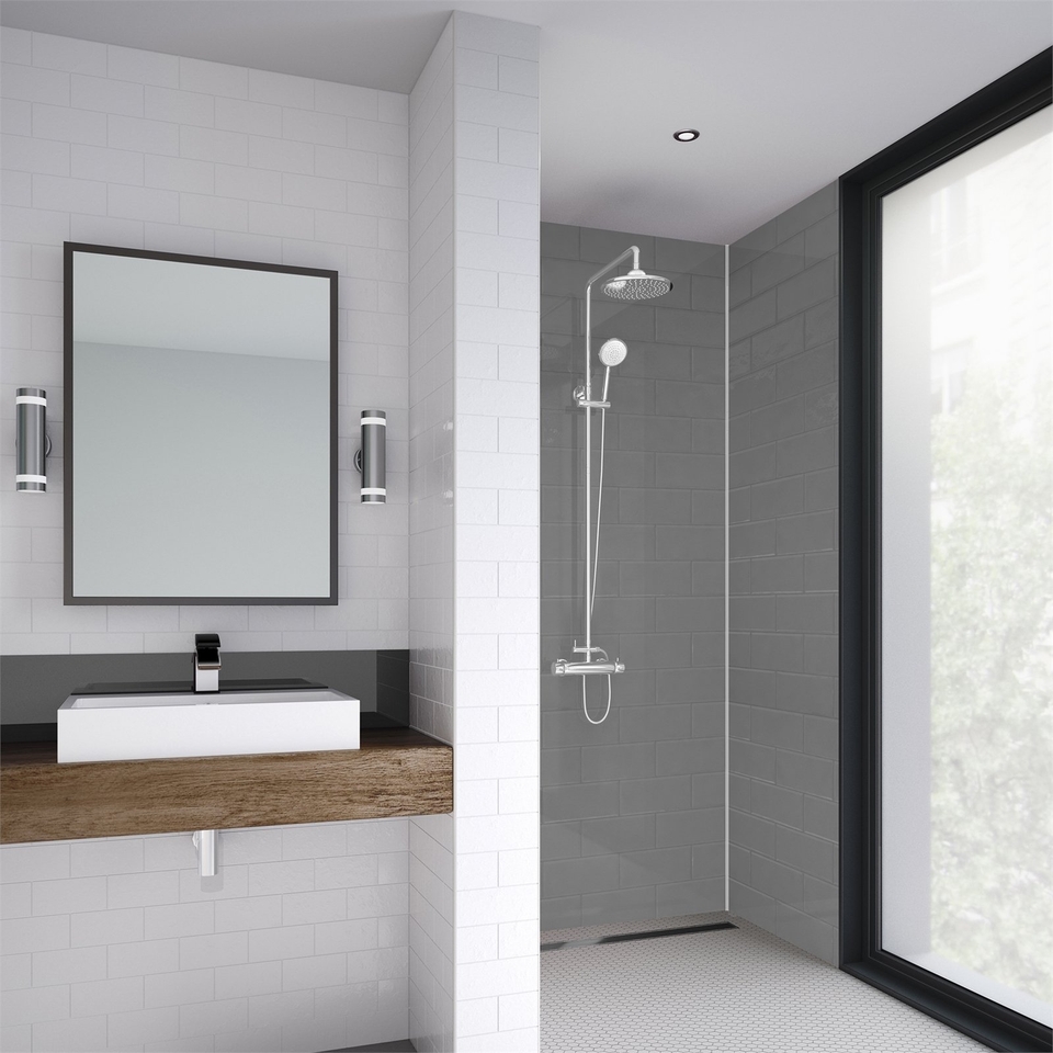 Wetwall Grey 2 Sided Shower Kit - Composite