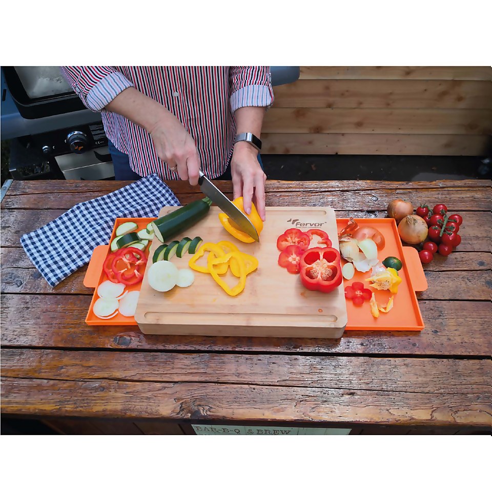 Fervor Bamboo Chopping Board with Slide Out Trays
