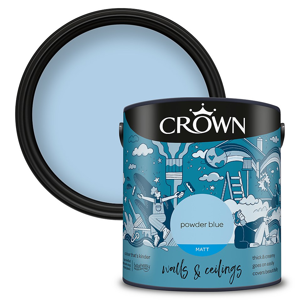 Crown Walls & Ceilings Matt Emulsion Paint Powder Blues - 2.5L