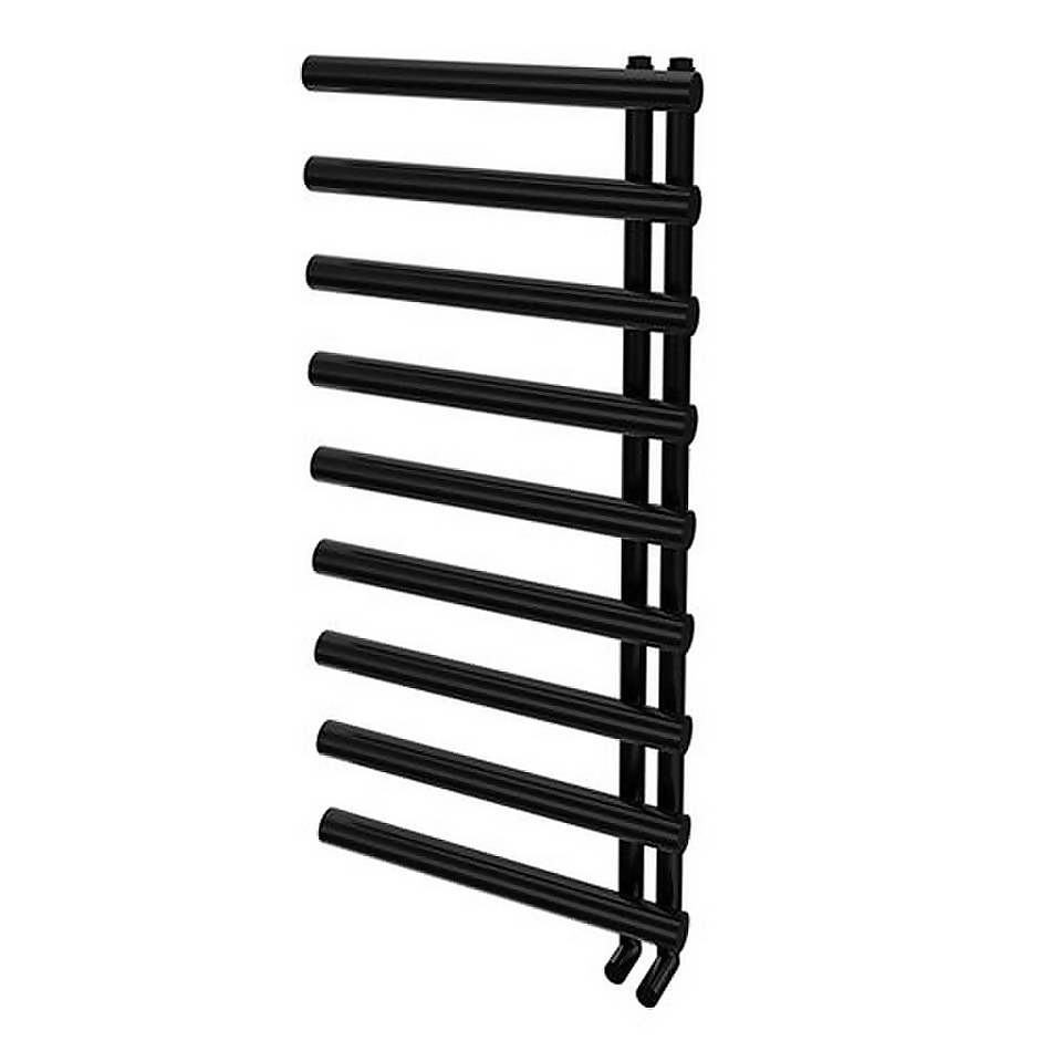 Bathstore Mayfair Ladder Style Heated Towel Rail Radiator with 9 Horizontal Round Tubes 1245mm - Anthracite