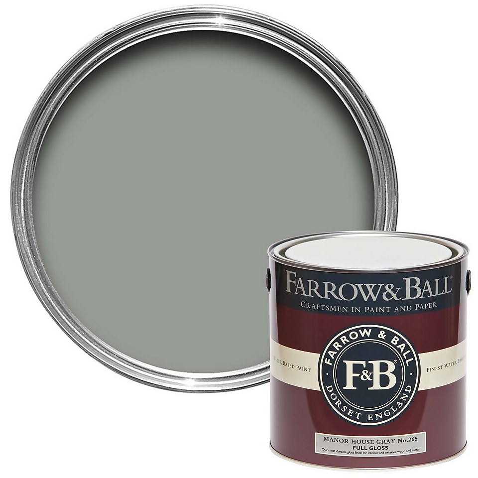 Farrow & Ball Full Gloss Paint Manor House Gray No.265 - 2.5L