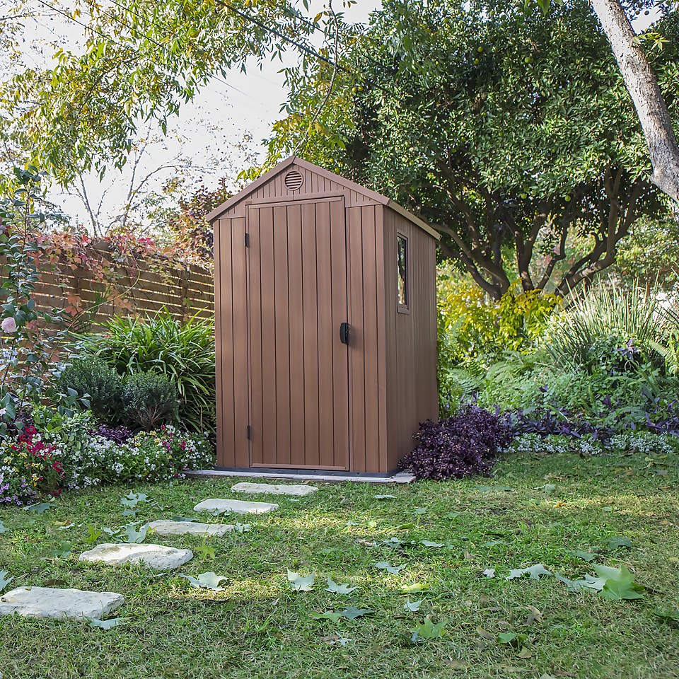 Keter Darwin 6 x 4ft Outdoor Garden Apex Storage Shed - Brown