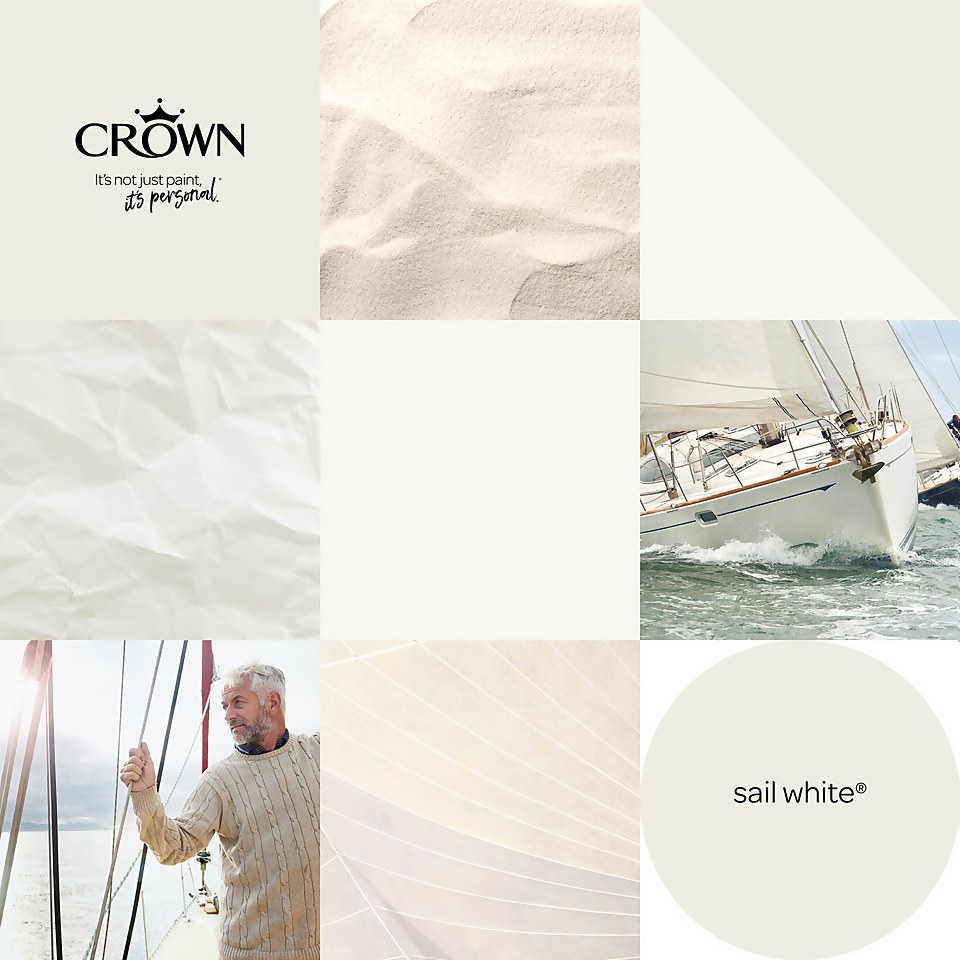 Crown Walls & Ceilings Matt Emulsion Paint Sail White - 5L