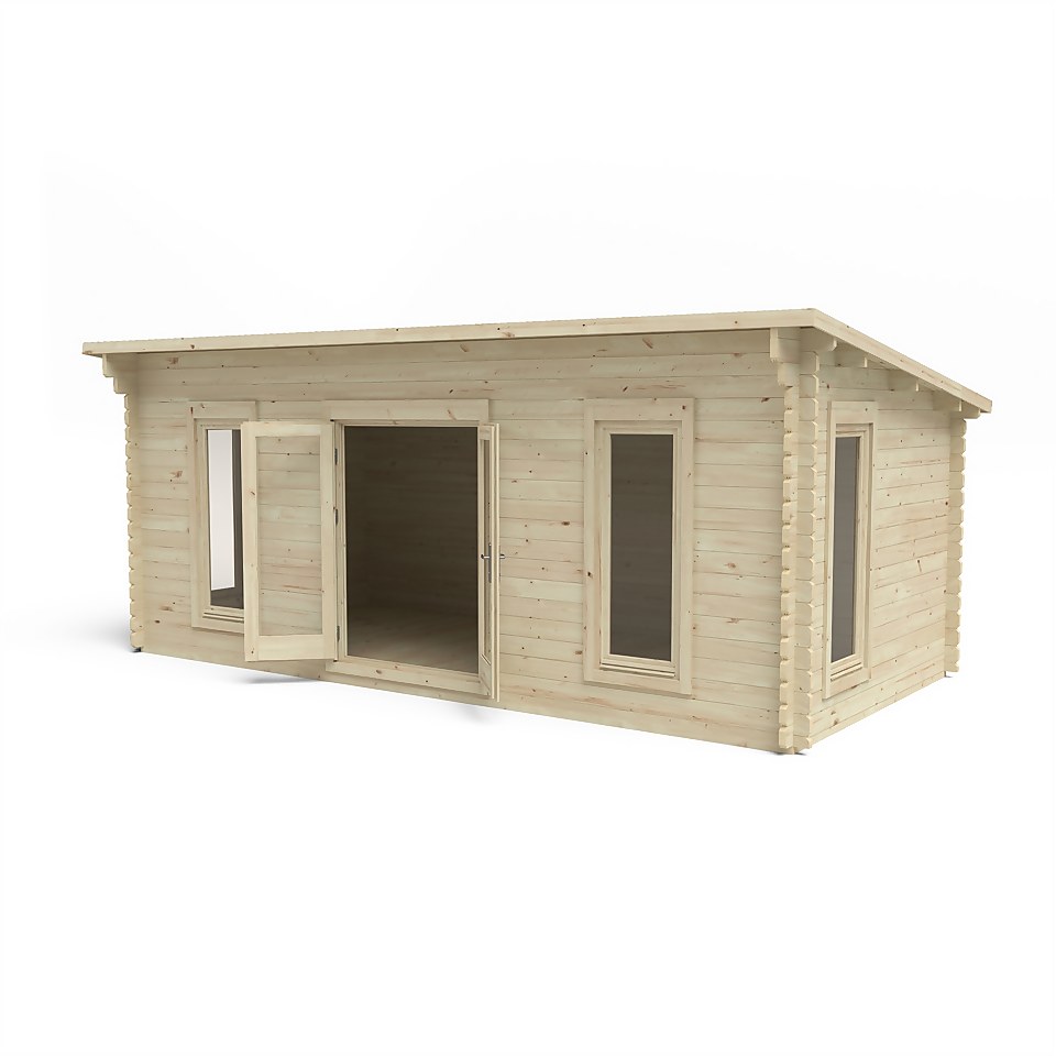 Forest Arley 6m x 3m Log Cabin Double Glazed 34kg Polyester Felt, Plus Underlay - Installation Included