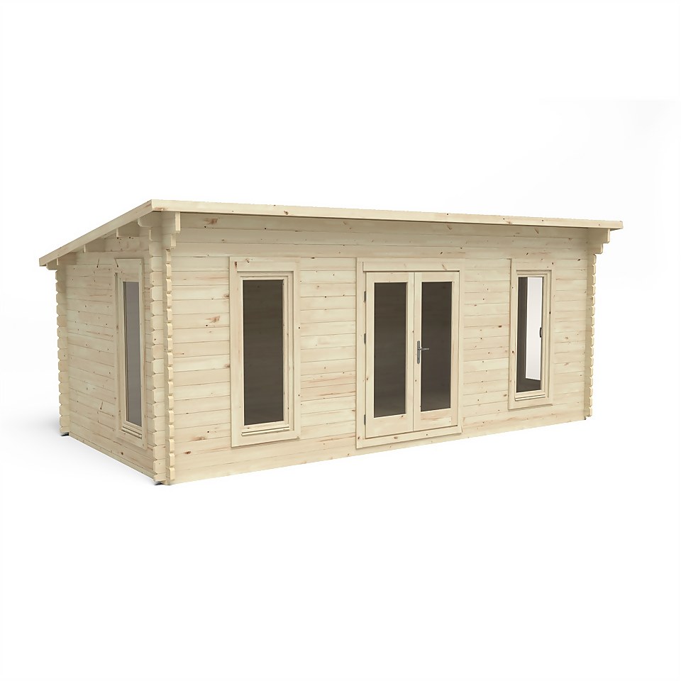 Forest Arley 6m x 3m Log Cabin Double Glazed 34kg Polyester Felt, Plus Underlay - Installation Included