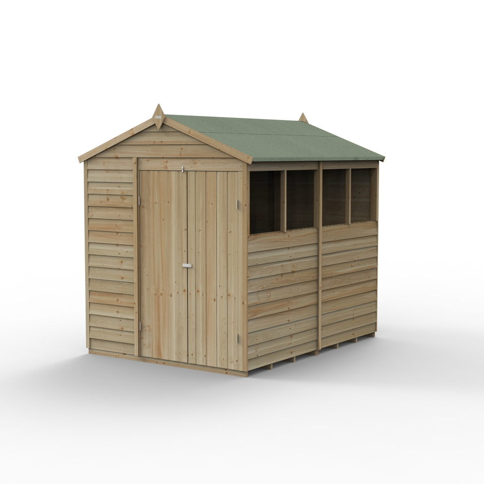 Forest Garden 4LIFE Apex Shed 6 x 8ft - Double Door 4 Window (Home Delivery)