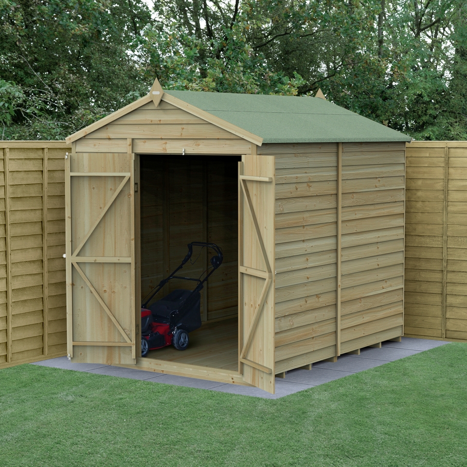Forest Garden 4LIFE Apex Shed 6 x 8ft - Double Door No Window (Home Delivery)