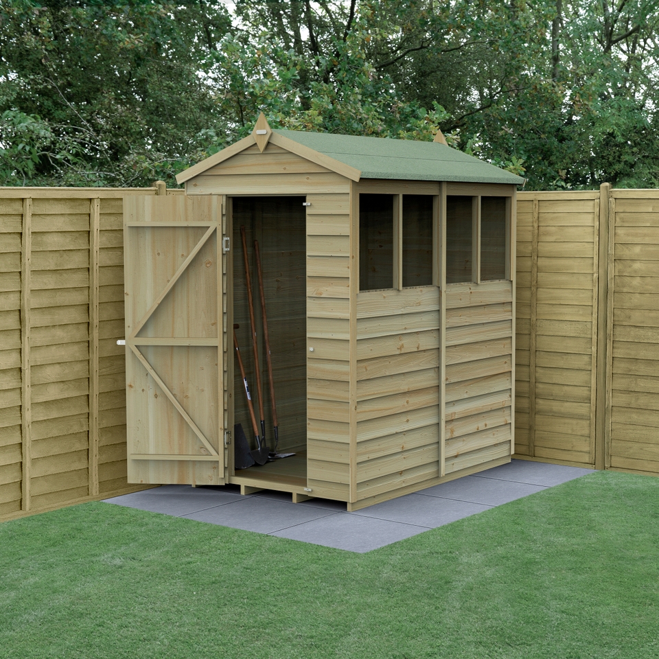 Forest Garden 4LIFE Apex Shed 4 x 6ft - Single Door 4 Window (Including Installation)