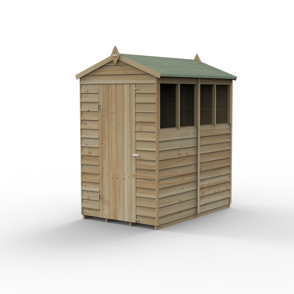 Forest Garden 4LIFE Apex Shed 4 x 6ft - Single Door 4 Window (Including Installation)