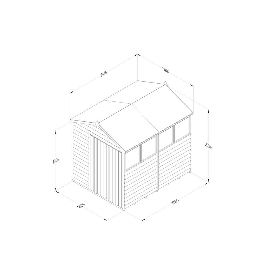 Forest Garden 4LIFE Apex Shed 6 x 8ft - Double Door 4 Window (Including Installation)