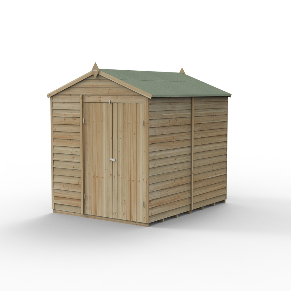 Forest Garden 4LIFE Apex Shed 6 x 8ft - Double Door No Window (Including Installation)