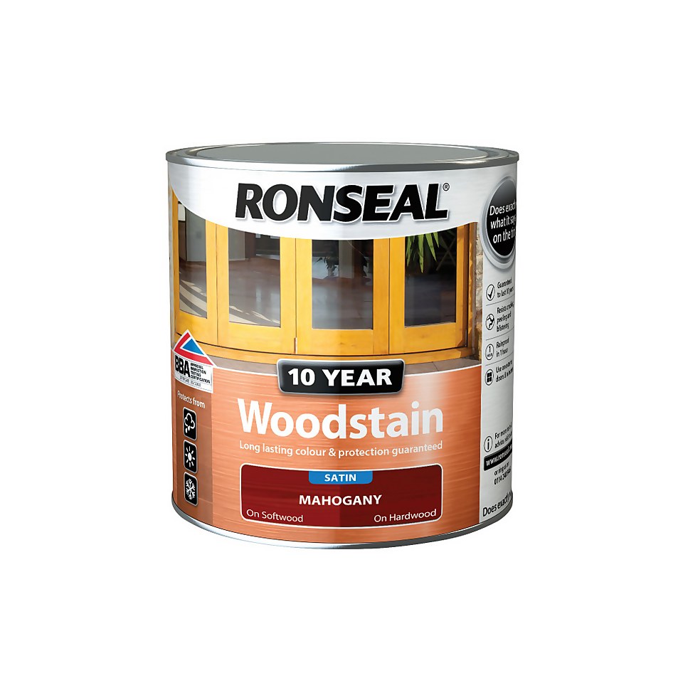 Ronseal 10 Year Woodstain Mahogany Satin - 750ml