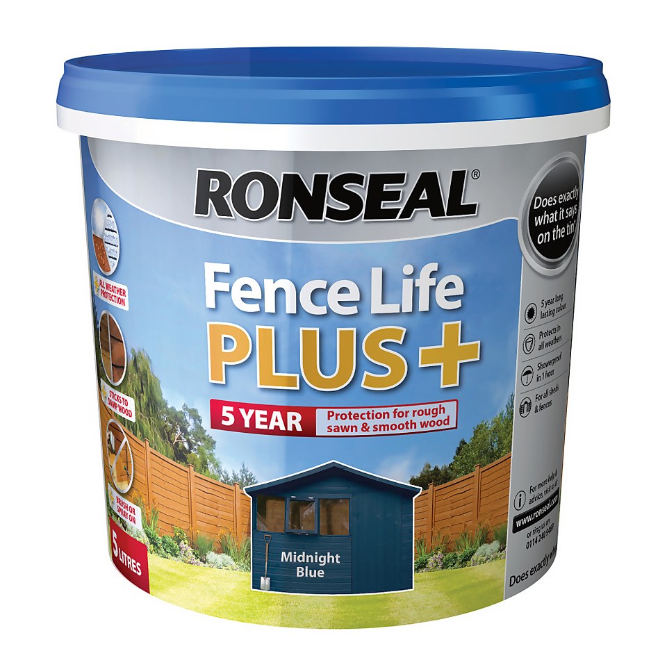 Ronseal Fence Life Plus Paint Midnight Blue - 5L