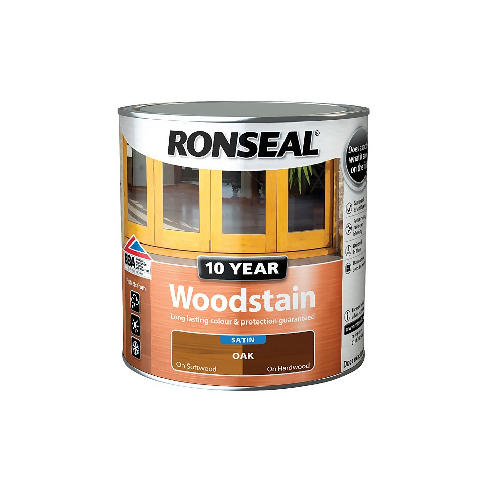Ronseal 10 Year Woodstain Oak Satin - 750ml