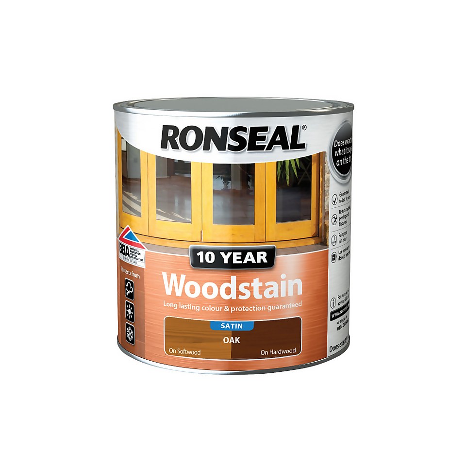 Ronseal 10 Year Woodstain Oak Satin - 2.5L