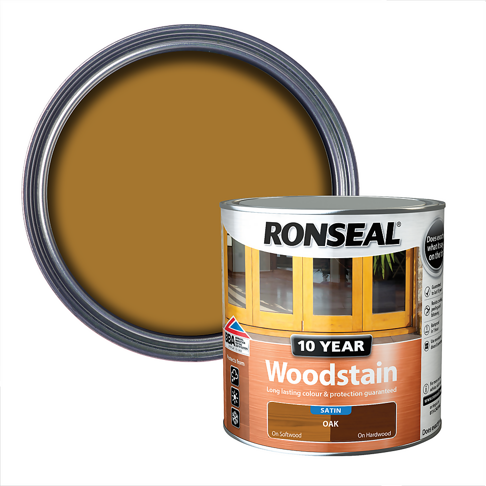 Ronseal 10 Year Woodstain Oak Satin - 2.5L