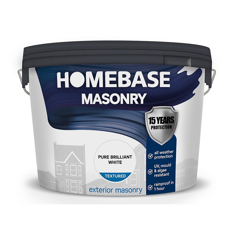 Homebase Textured Masonry Paint - White 10L