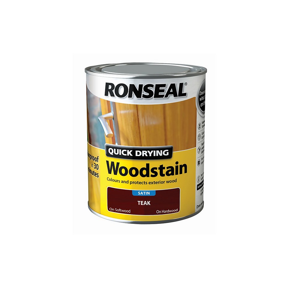 Ronseal Quick Drying Woodstain Teak Satin - 750ml
