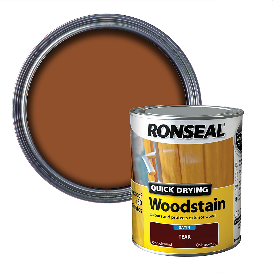 Ronseal Quick Drying Woodstain Teak Satin - 750ml