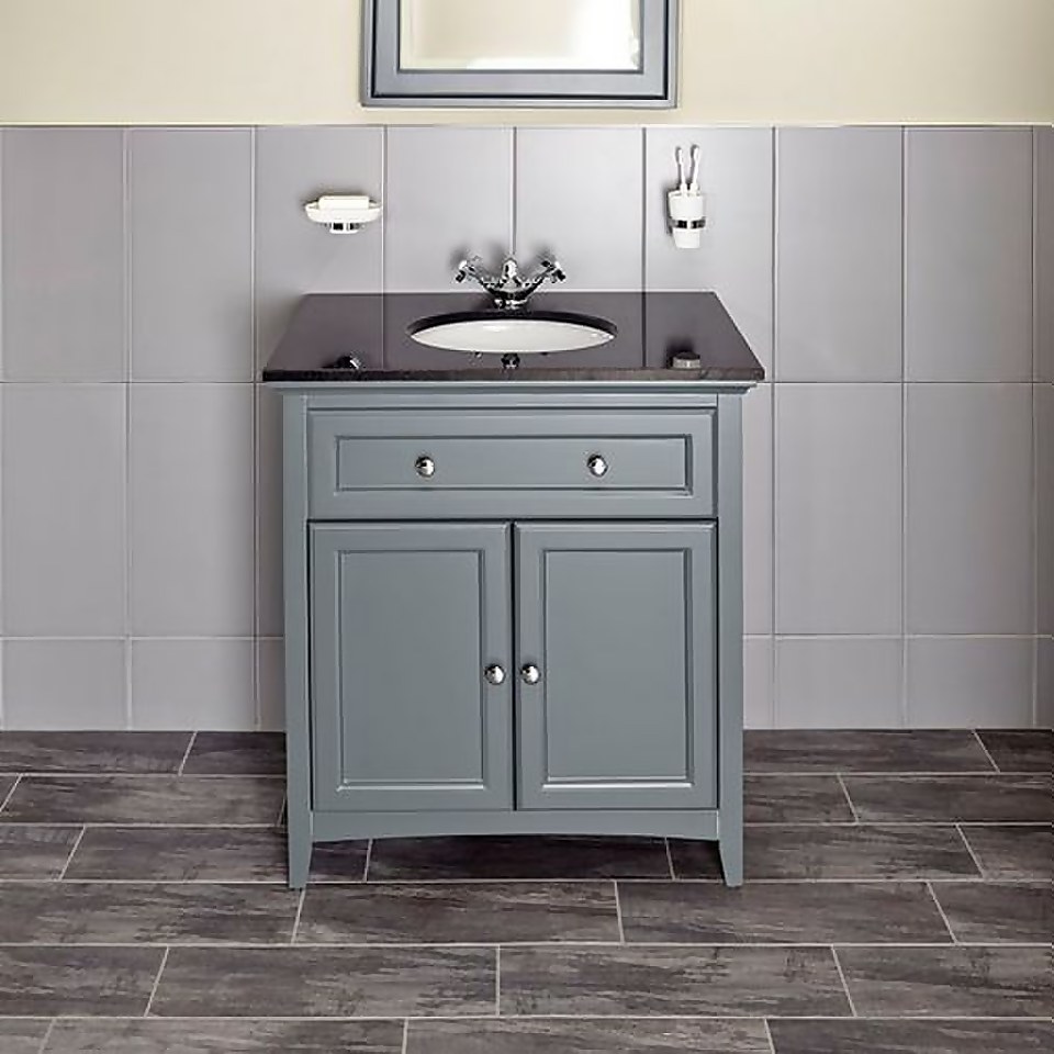 Bathstore Savoy 790mm Granite Top Floorstanding Vanity Unit - Charcoal Grey