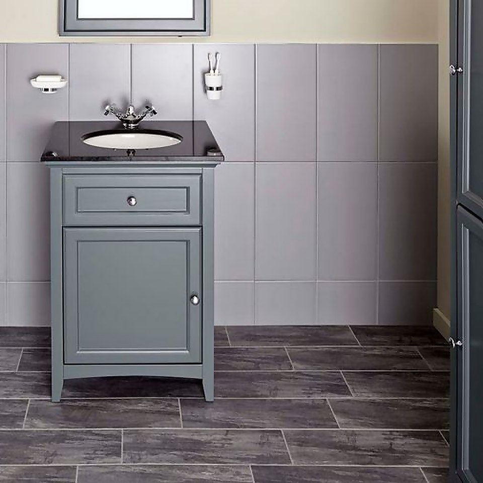 Bathstore Savoy 600mm Granite Top Floorstanding Vanity Unit - Charcoal Grey