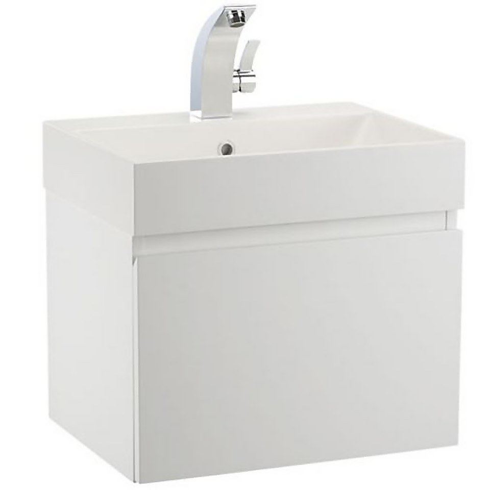 Bathstore Mino 500mm Basin & Wall Mounted Vanity Unit - White Gloss