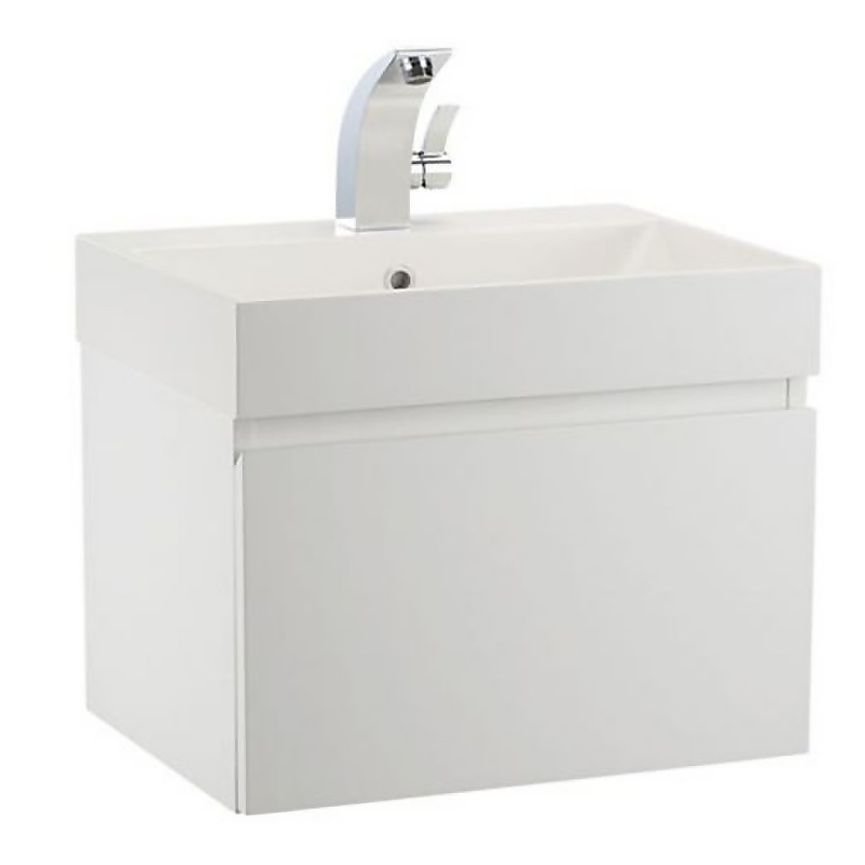 Bathstore Mino 600mm Basin & Wall Mounted Vanity Unit - White Gloss