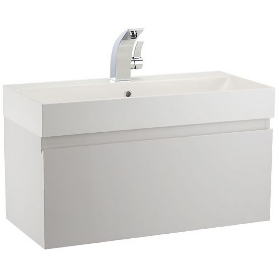 Bathstore Mino 800mm Basin & Wall Mounted Vanity Unit - White Gloss