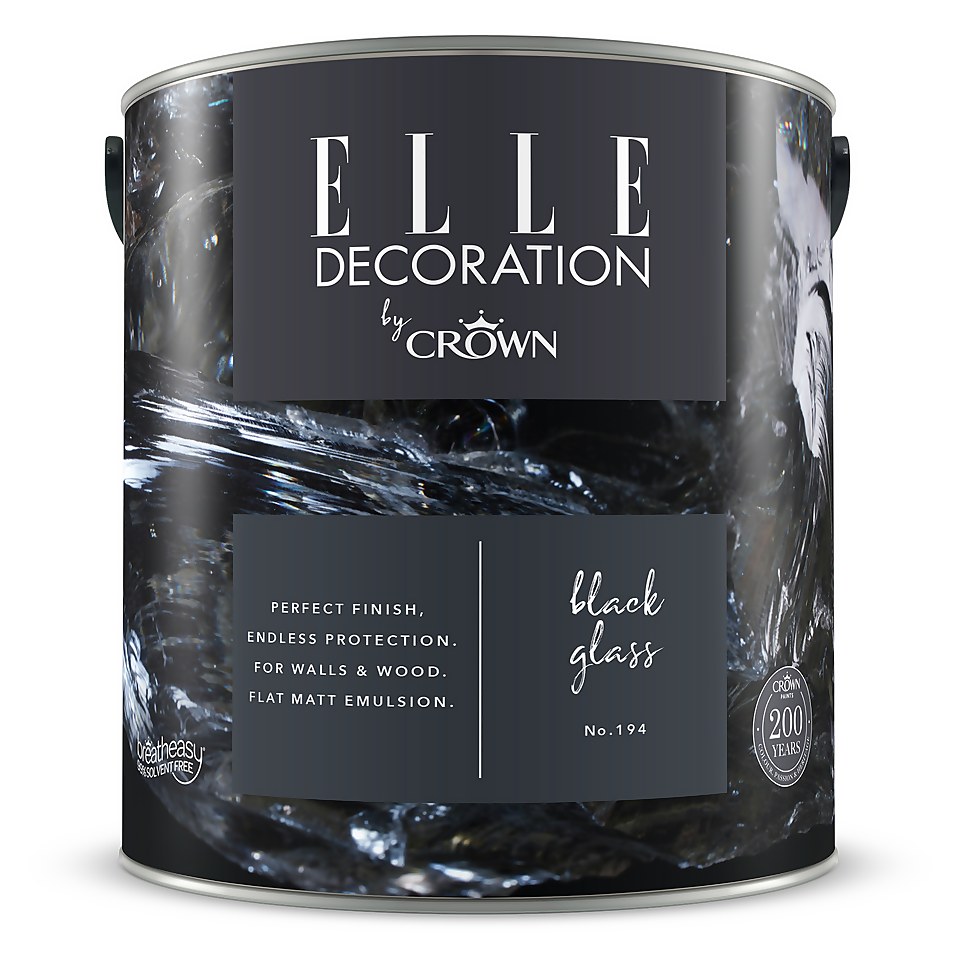 ELLE Decoration by Crown Flat Matt Paint Black Glass - 2.5L