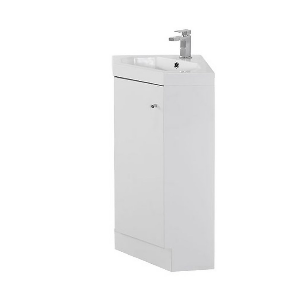 Bathstore Alpine Duo 420mm Basin and Corner Vanity Unit - Gloss White