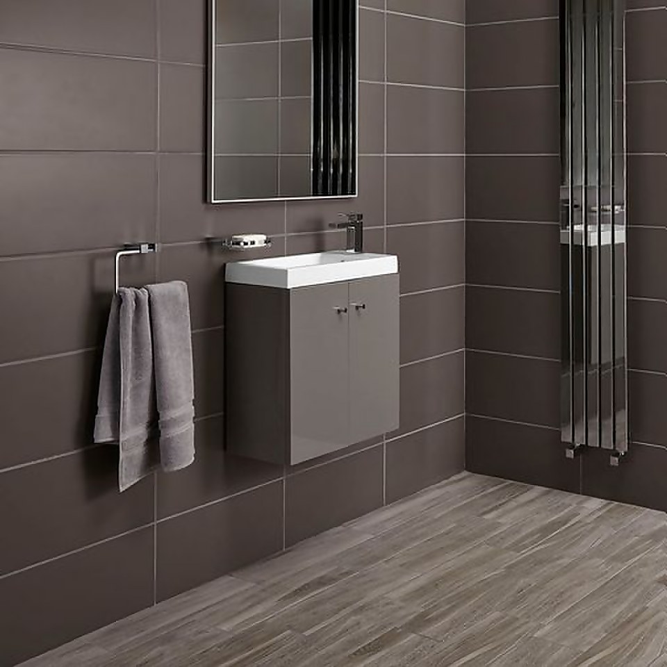 Bathstore Alpine Duo 495mm Basin and Wall Hung Vanity Unit - Gloss Grey