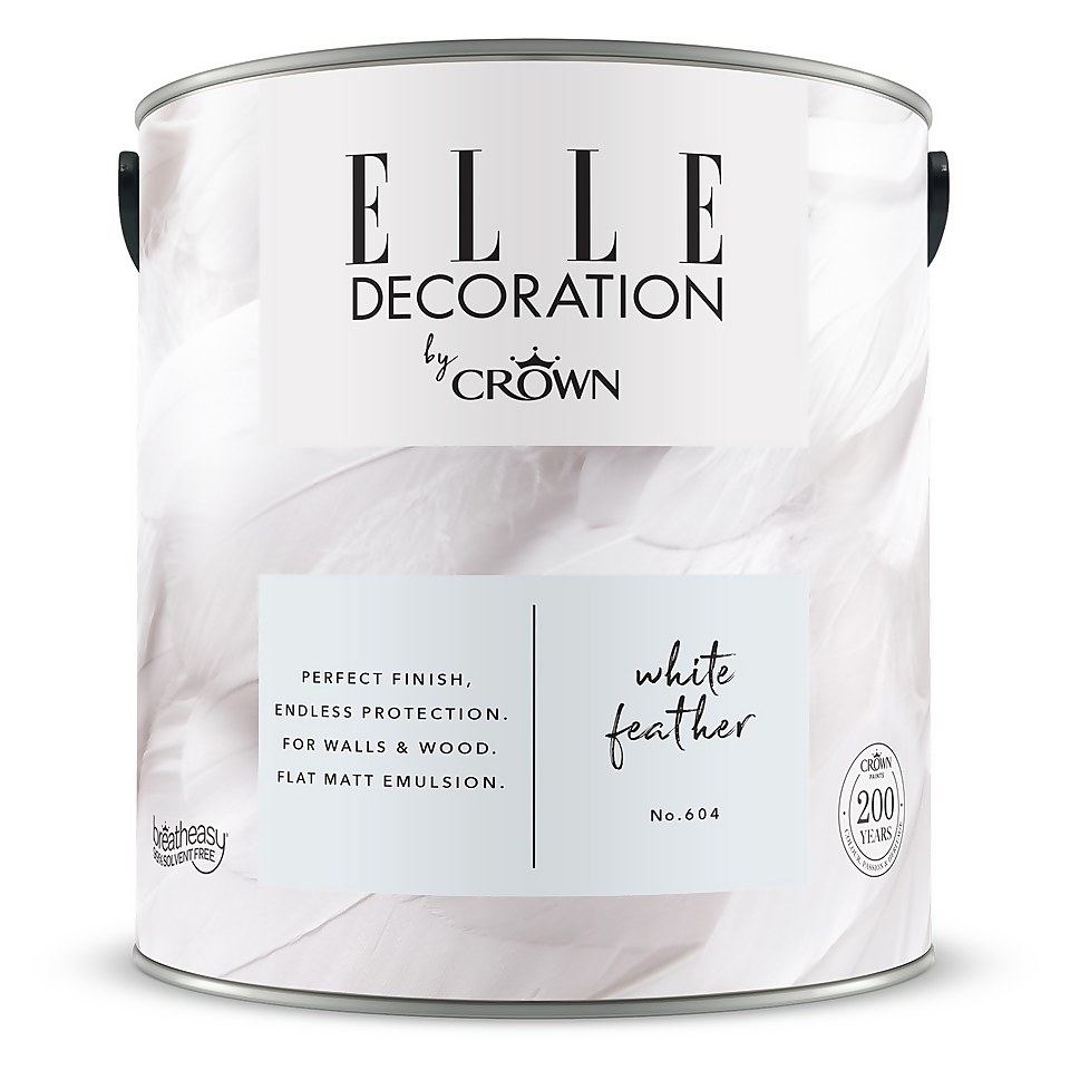 ELLE Decoration by Crown Flat Matt Paint White Feather - 2.5L