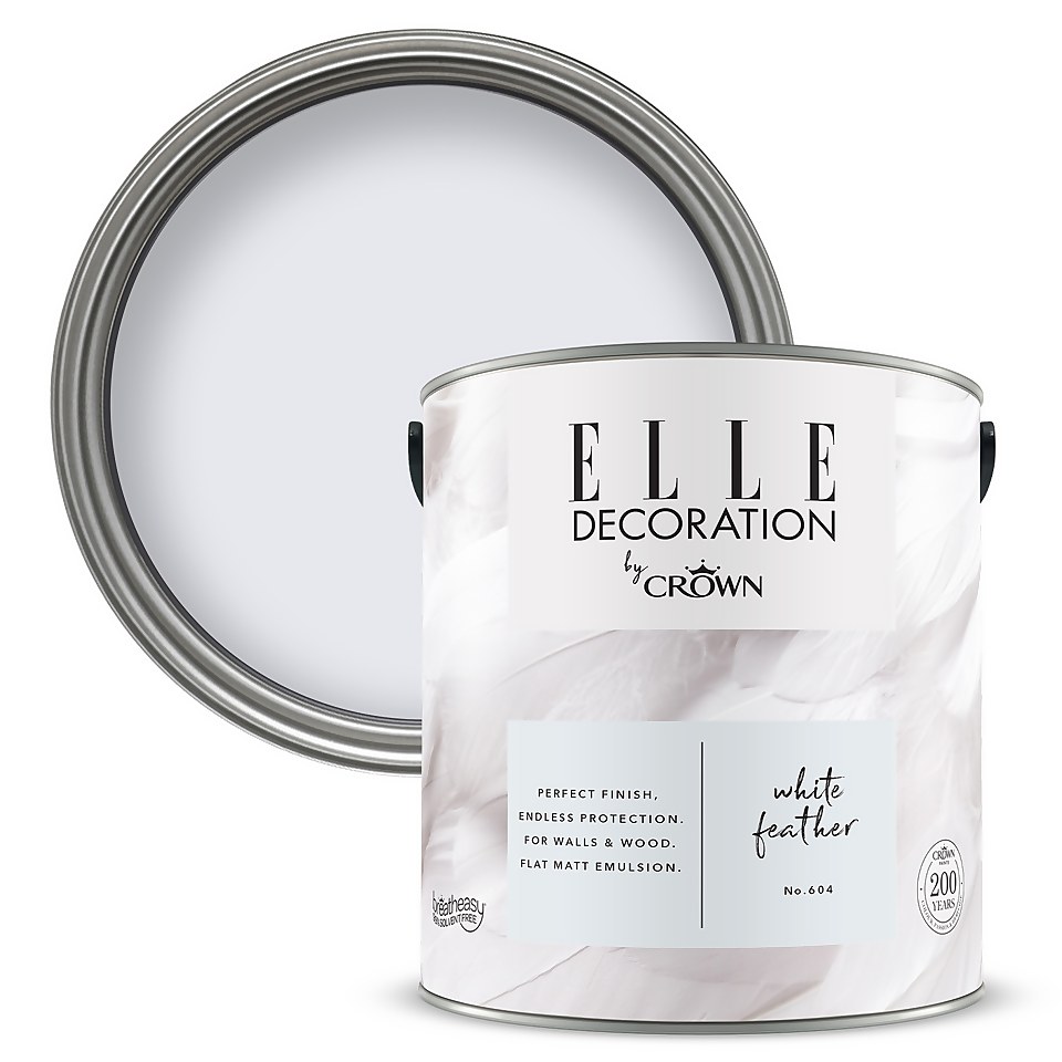 ELLE Decoration by Crown Flat Matt Paint White Feather - 2.5L