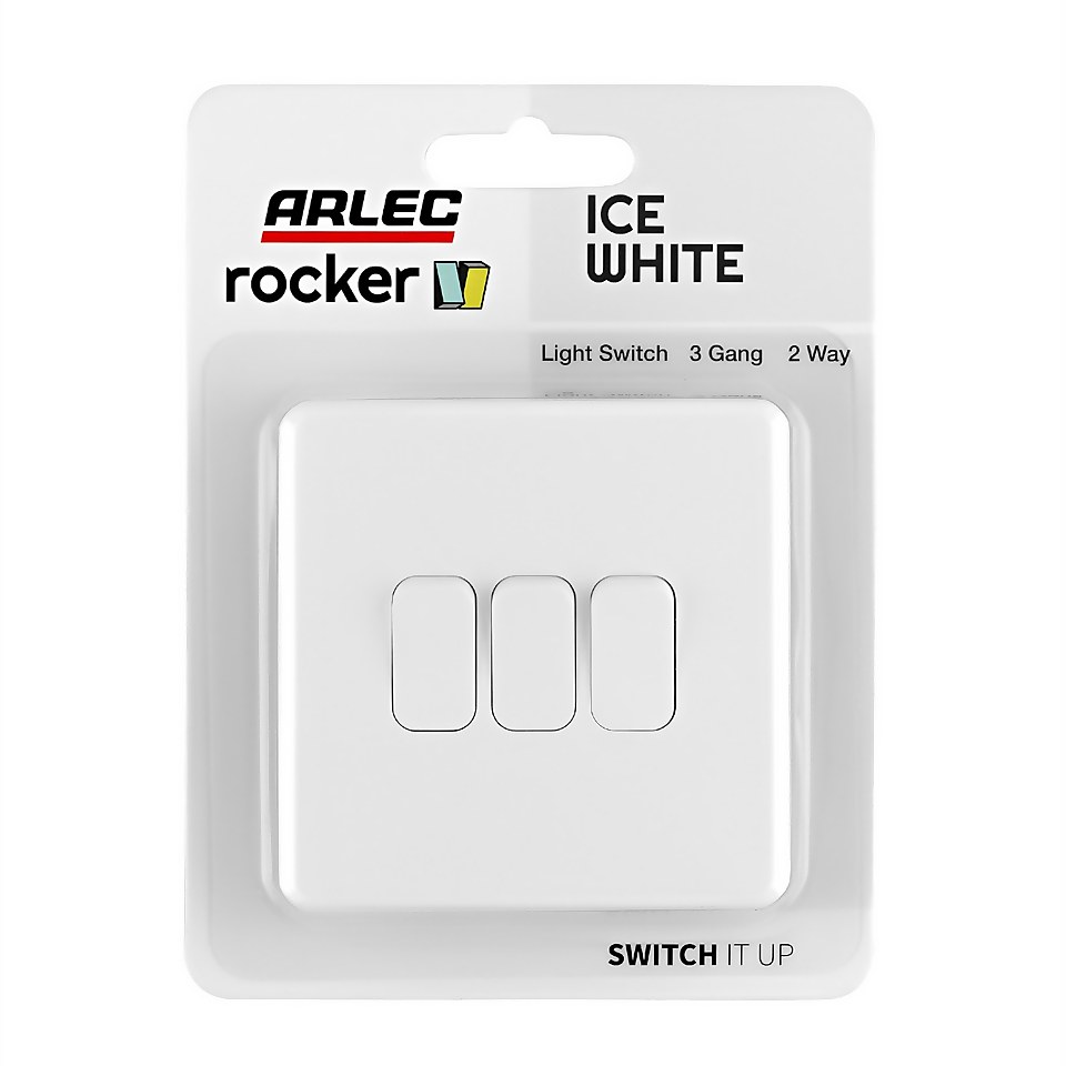 Arlec Rocker 10A 3Gang 2Way Ice White  Triple light switch