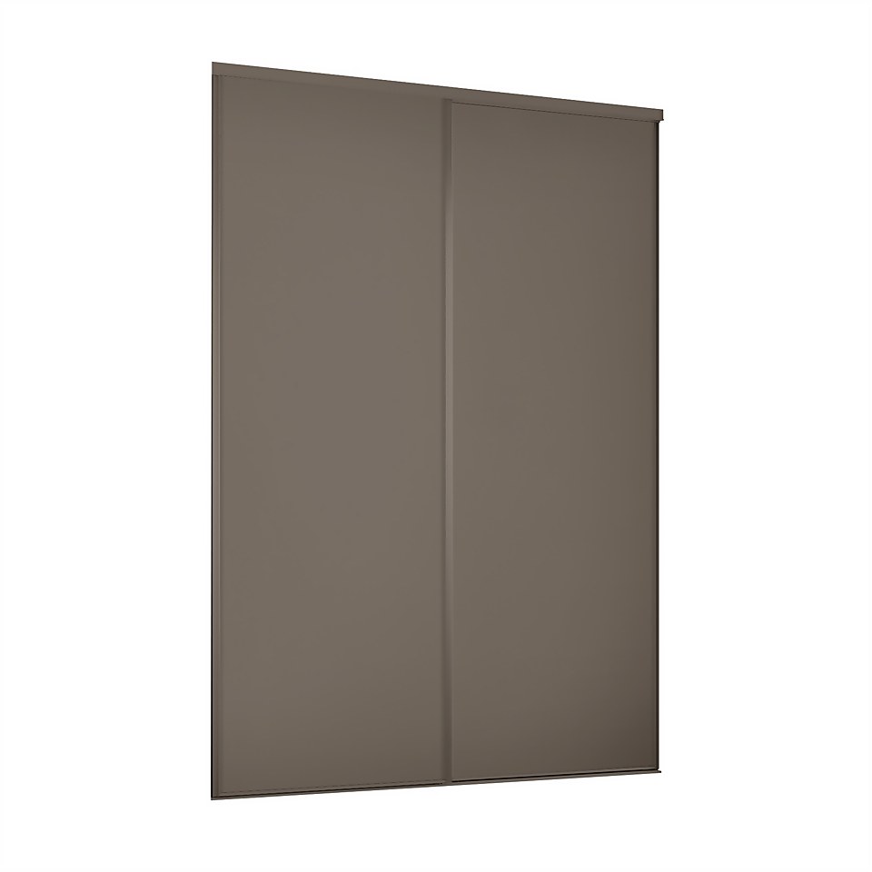 Classic 2 Door Sliding Wardrobe Kit Stone Grey Panel (W)1185 x (H)2260mm