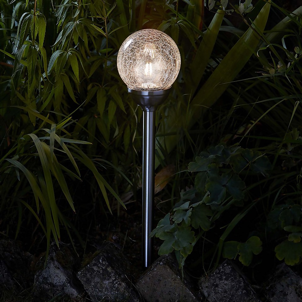 Crackle Ball Solar Outdoor Stake Light - 8cm
