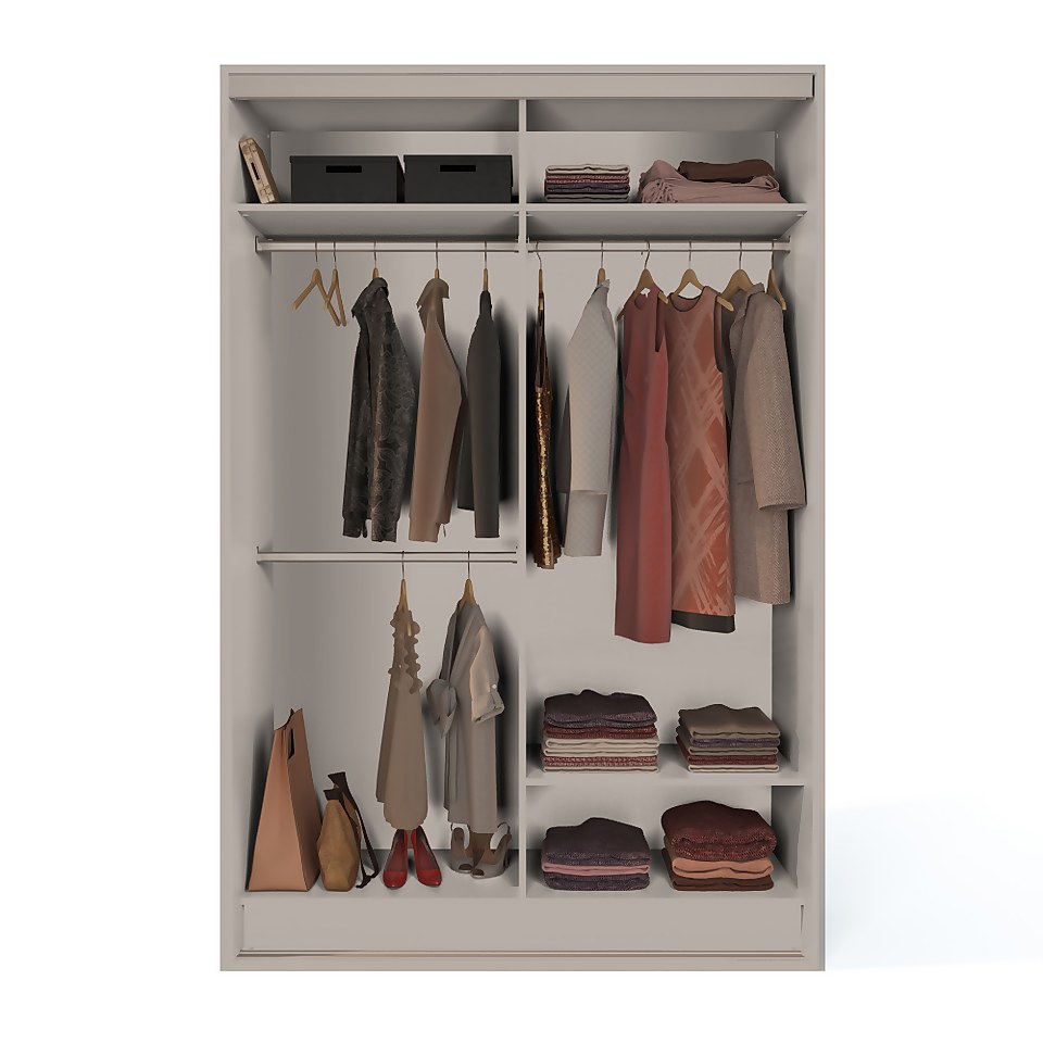 Cashmere Freestanding Sliding Wardrobe with Interiors (W)1220mm