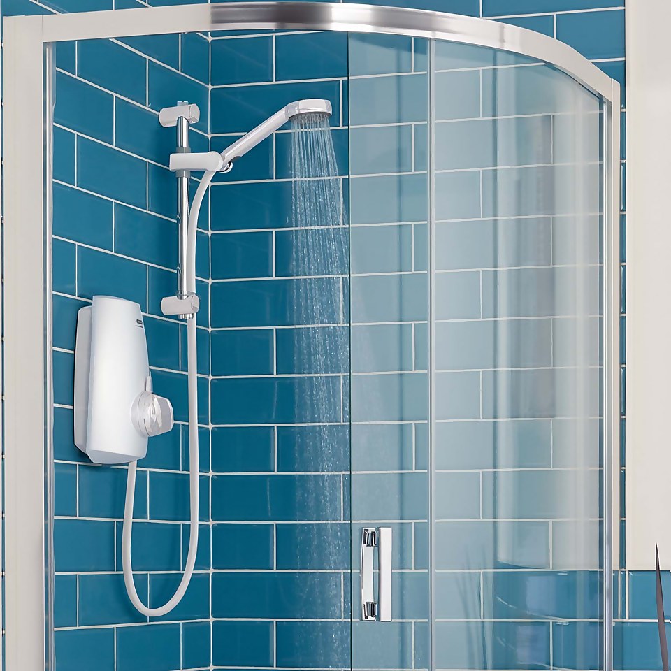 Aqualisa Aquastream Power Shower with Adjustable Head - White