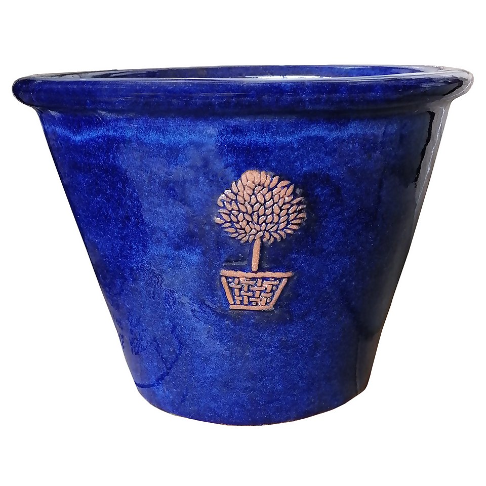 Glazed Rimmed Bay Tree Logo Pot - 30cm