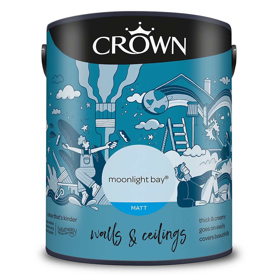 Crown Walls & Ceilings Matt Emulsion Paint Moonlight Bay - 5L