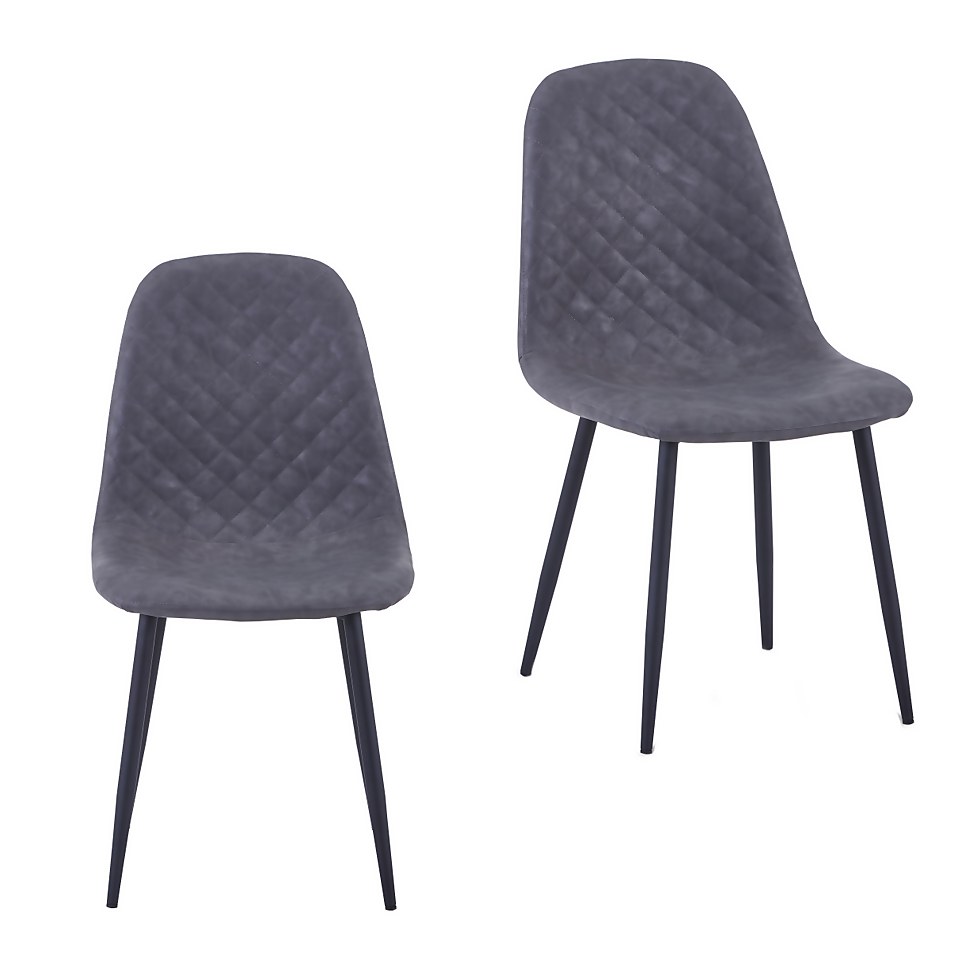 Perth Diamond Back Dining Chair - Set of 2 - Grey