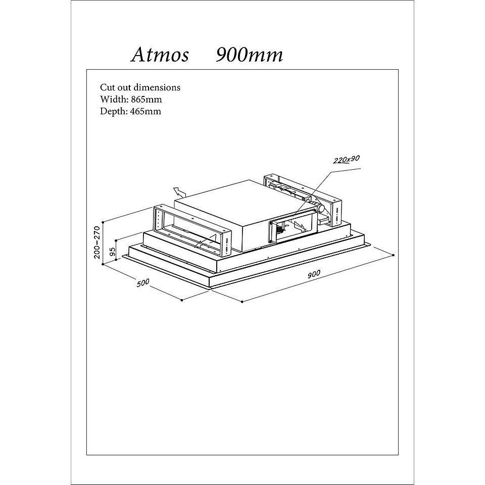 Inox Atmos 90cm Ceiling-Mounted Cooker Hood - Stainless Steel